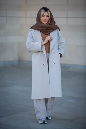 پالتو موهر بلند لیزا (کرم استخوانی)