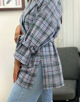 کت پشمی چهارخونه کد 3438