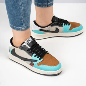 کفش کتانی اسپرت زنانه رنگ مشکی آبی مدل نایک NIKE Jordan 1 low