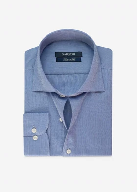پیراهن کلاسیک نخ پنبه طرح دار آبی