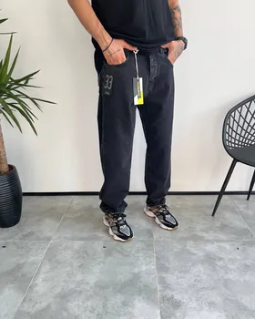 شلوار جین بگ دودی ذغالی ساده PULL&BEAR