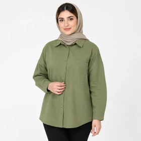 مانتو نخی زنانه مدل رنگین کمان جیب‌دار آستین بلند صدری