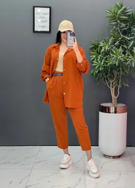 ست مانتو شلوار لینن کمربند Dior