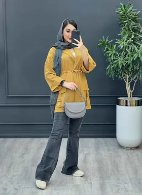 مانتو لینن جیب سگک دار