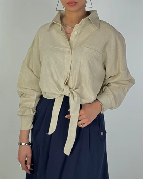 شومیز جلو گره کادنزا کد 500502 (کرم)