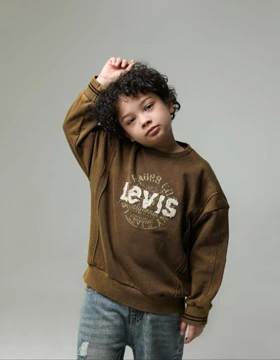 بلوز تک پسرانه رنگ قهوه ای طرح LEVIS کد 3805