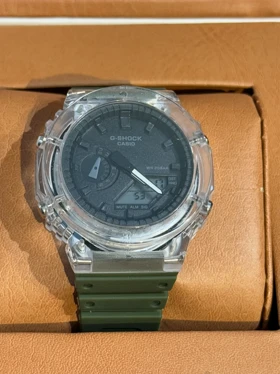 ساعت طرح جی شاک 2100 صفحه شفاف سبز لجنی
