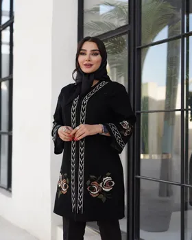 مانتو شانتون گلدوزی گل جفتی مدل الیزا کد 2671