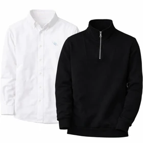 پکیج دورس مردانه نیم زیپ مدل Behbod-مشکی + پیراهن مردانه سفید مدل VQ