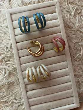 گوشواره سه حلقه میناکاری
