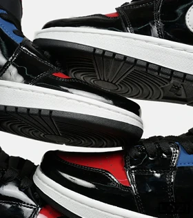 کتانی ساق‌دار زنانه و مردانه مشکی آبی قرمز ورنی Nike air jordan 1