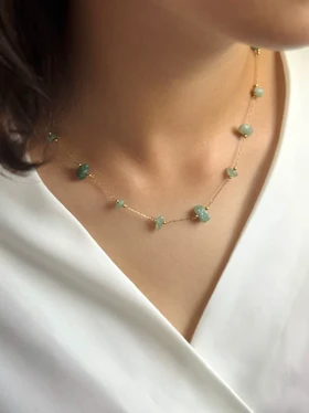 ست گردنبند و دستبند سنگ زبرجد