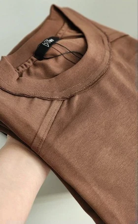 تیشرت قهوه ای ساده اورسایز