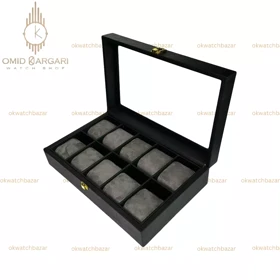 جعبه ده تایی چوبی داخل طوسی Watch Box