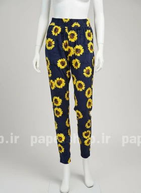 شلوار مخمل استیکردار طرح آفتابگردان