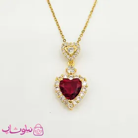 گردنبند زنانه استیل مدل قلب قرمز