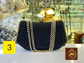 کیف مجلسی زنانه نگین شیشه دسته زنجیری