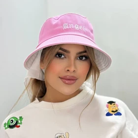 کلاه باکت کتان گلدوزی طرح angel
