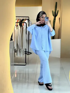 ست شومیز_شلوار آبی