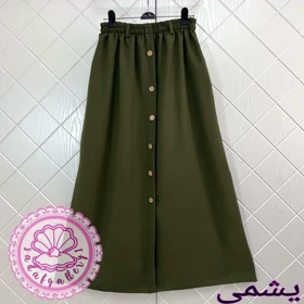 دامن لینن دکمه چوبی بلند در رنگبندی متنوع