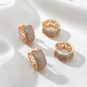 گوشواره ژوپینگ حلقه‌ای پهن تمام نگین