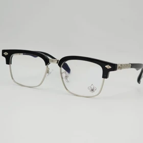 عینک آفتابی مردانه و زنانه کروم هارتز Chrome Hearts 8316 و عینک شب (فریم مشکی نقره ای عدسی بی رنگ)