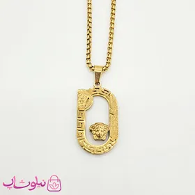 گردنبند مردانه Versace با پلاک بیضی طلایی