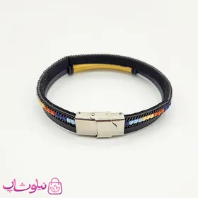 دستبند مردانه رولکس رنگی چرم و استیل