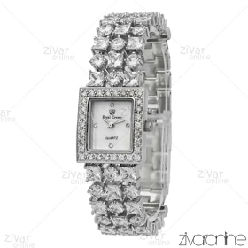 ساعت رویال کرون زنانه نقره ای تمام نگین 107251