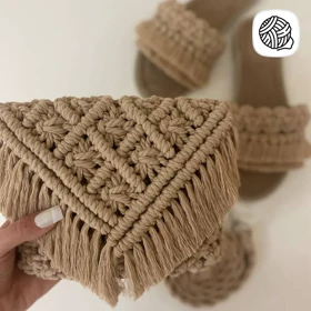 ست کیف و صندل مکرومه بافی زنانه مدل آفرین
