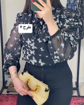 شومیز آستین پفی طرح‌دار