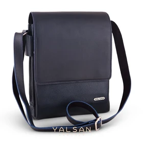 کیف دوشی مردانه چرم یلسان مدل رادمان کد 044-MC (سرمه ای)