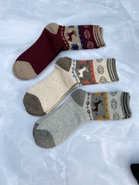 جوراب پشمی حوله ای گوزنی