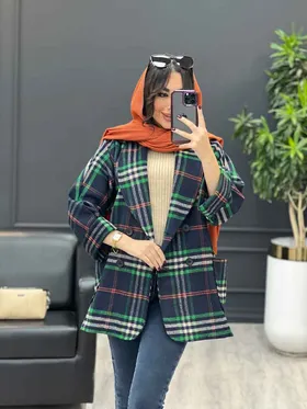 پالتو چهارخونه یقه آرشال