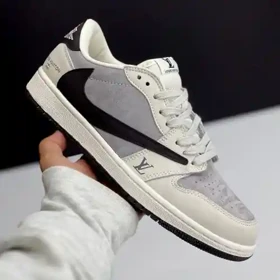 کفش نایک ایر جردن وان لو تراویس اسکات لویی ویتون کرم قهوه‌ای Nike Air Jordan 1 Low Travis Scott Louis Vuitton Brown