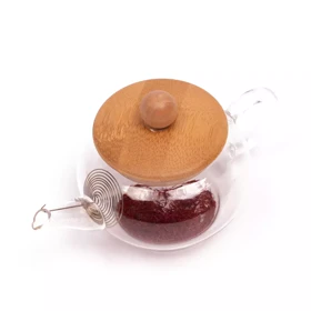 قوری زعفران پیرکس درب بامبو