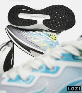 کفش کتانی مردانه سفید آبی لیمویی NIKE zoom X