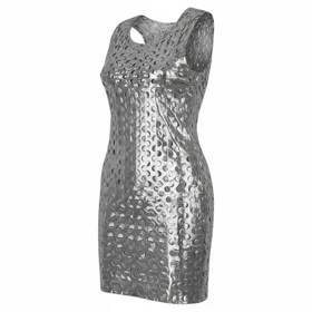 پیراهن زنانه فلسی مدل دیسکویی نقره ای ویتاریتا