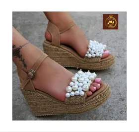صندل کنفی مرواریدی لژدار زنانه طبی دور مچی