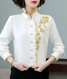 شومیز کتان گلدوزی