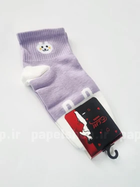 جوراب نیم ساق نخ پنبه دورنگ استیکردار