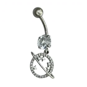 پیرسینگ ناف استیل طرح سیاره نگین‌دار