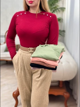 بلوز فانریپ سرشونه دکمه 3469