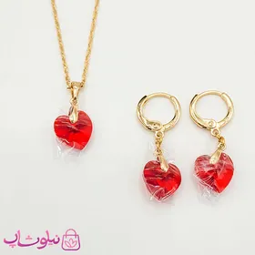 نیم ست سواروسکی ژوپینگ مدل قلب قرمز