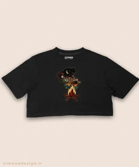 کراپ زنانه طرح کمپ و جنگل نوردی کد 1064