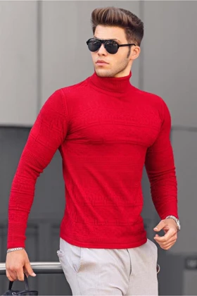ژاکت یقه اسکی قرمز 4661-6