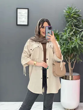 مانتو لینن آستین گت جلو دکمه