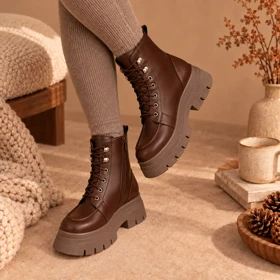 نیم بوت زنانه بندی _ قهوه ای کد 2158