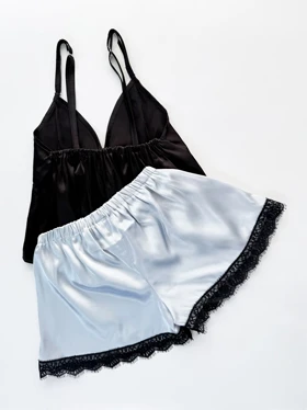 ست لباس خواب تاپ و شورتک ساتن