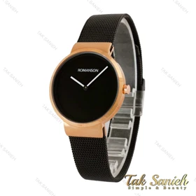 ساعت رومانسون زنانه حصیری مشکی رزگلد Romanson-5331-L